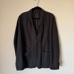Allsaints Washed Black Linen Cotton Blazer Jacket